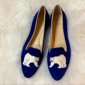 C Wonder Cobalt Polar Bear Suede Smoking Flats